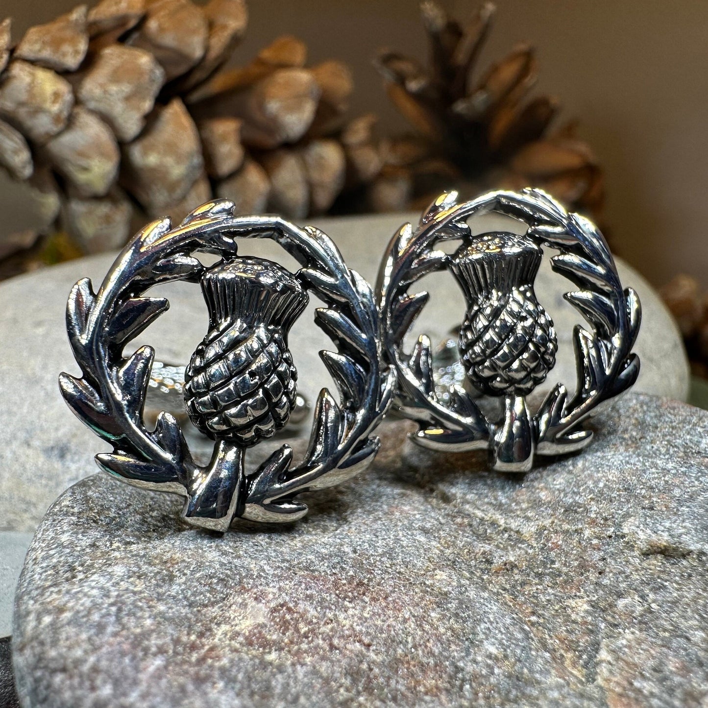 Thistle Cuff Links, Scotland Jewelry, Men's Celtic Jewelry, Bagpiper Jewelry Gift, Groom Gift, Boyfriend Gift, Scottish Husband Gift