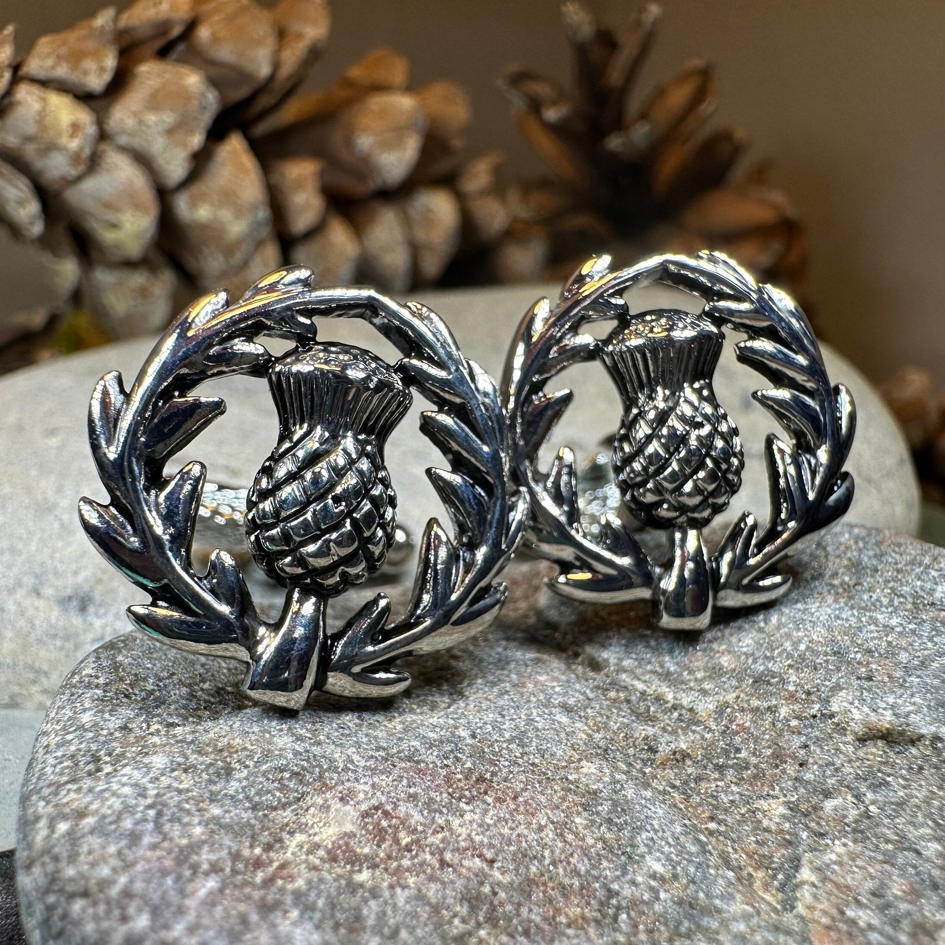 Thistle Cuff Links, Scotland Jewelry, Men's Celtic Jewelry, Bagpiper Jewelry Gift, Groom Gift, Boyfriend Gift, Scottish Husband Gift