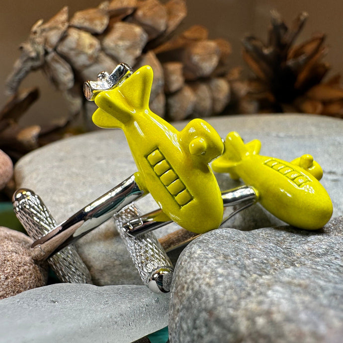 Yellow Submarine Cuff Links, Men's Jewelry, Beatles Lover Cufflinks Gift, Groom Gift, Boyfriend Gift, Husband Gift, Unique Cuff Links