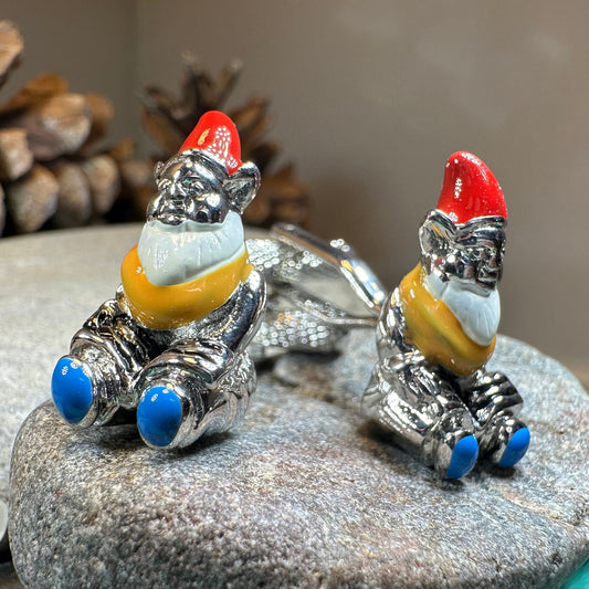 Gnome Cuff Links, Gardener Jewelry, Men's Irish Jewelry, Ireland Jewelry Gift, Groom Gift, Boyfriend Gift, Husband Gift, Scottish Cufflinks