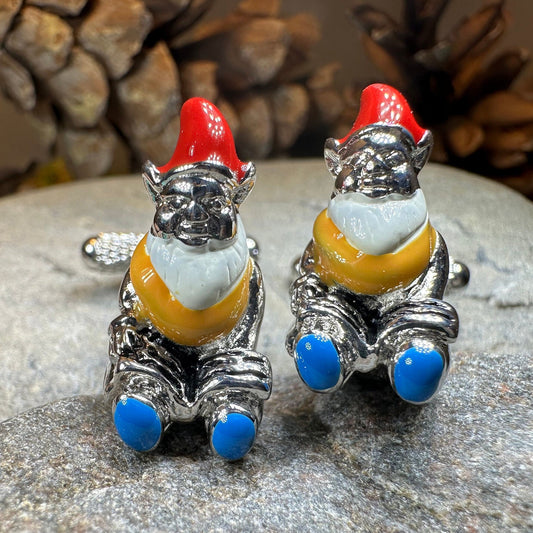 Gnome Cuff Links, Gardener Jewelry, Men's Irish Jewelry, Ireland Jewelry Gift, Groom Gift, Boyfriend Gift, Husband Gift, Scottish Cufflinks
