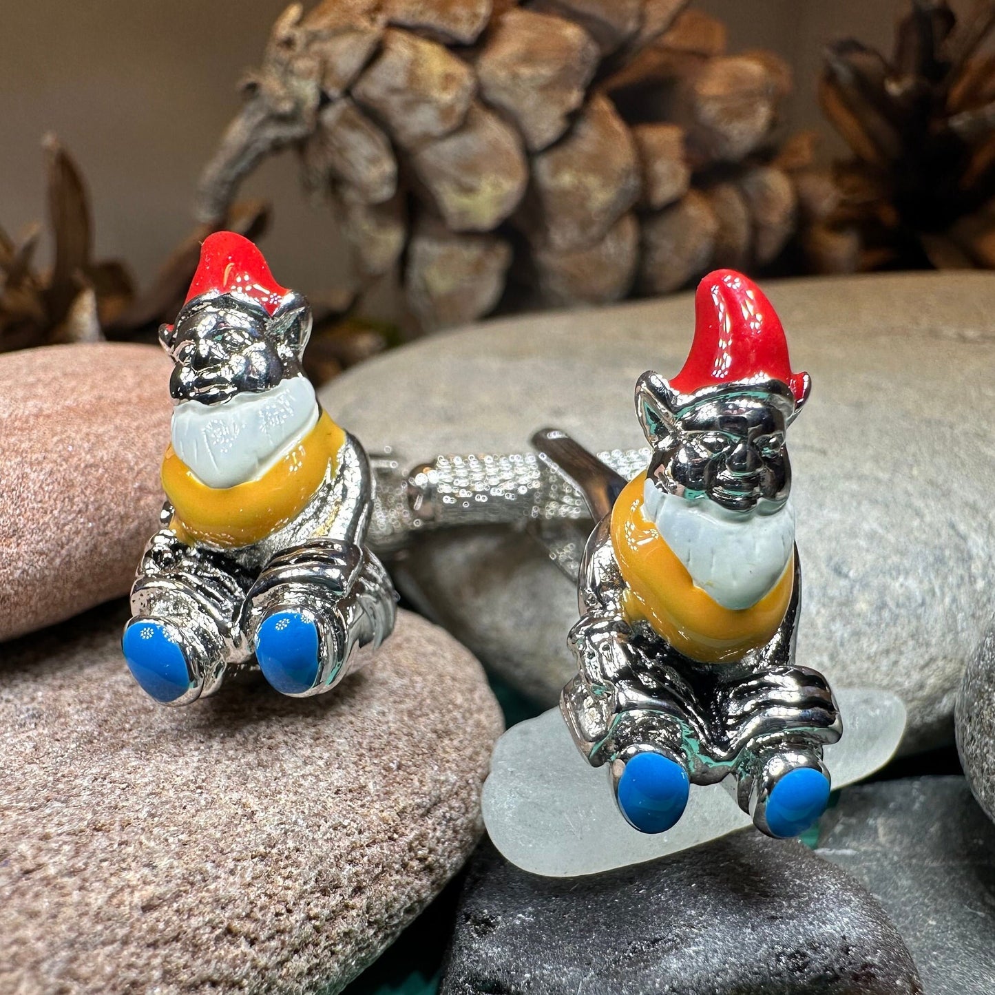 Gnome Cuff Links, Gardener Jewelry, Men's Irish Jewelry, Ireland Jewelry Gift, Groom Gift, Boyfriend Gift, Husband Gift, Scottish Cufflinks