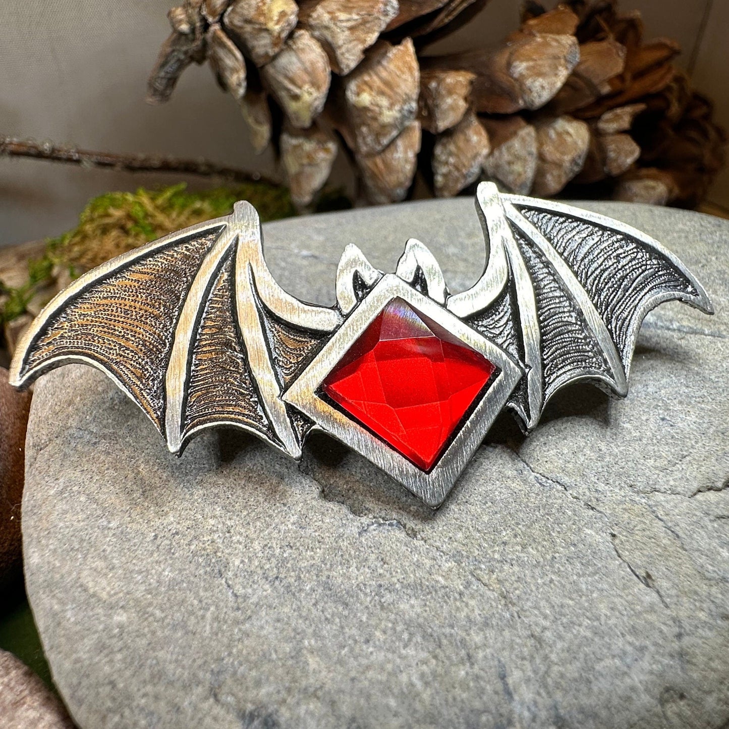 Gothic Bat Brooch, Celtic Pin, Pewter Bat Pin, Victorian Brooch, Friendship Gift, Halloween Gift, Witch Jewelry, Animal Brooch, EA Poe Gift