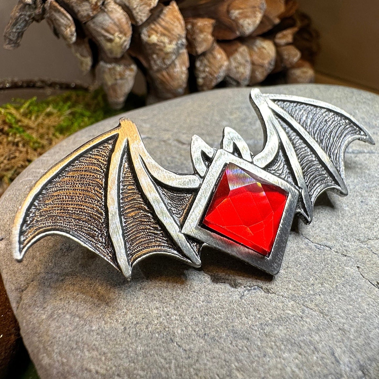 Gothic Bat Brooch, Celtic Pin, Pewter Bat Pin, Victorian Brooch, Friendship Gift, Halloween Gift, Witch Jewelry, Animal Brooch, EA Poe Gift