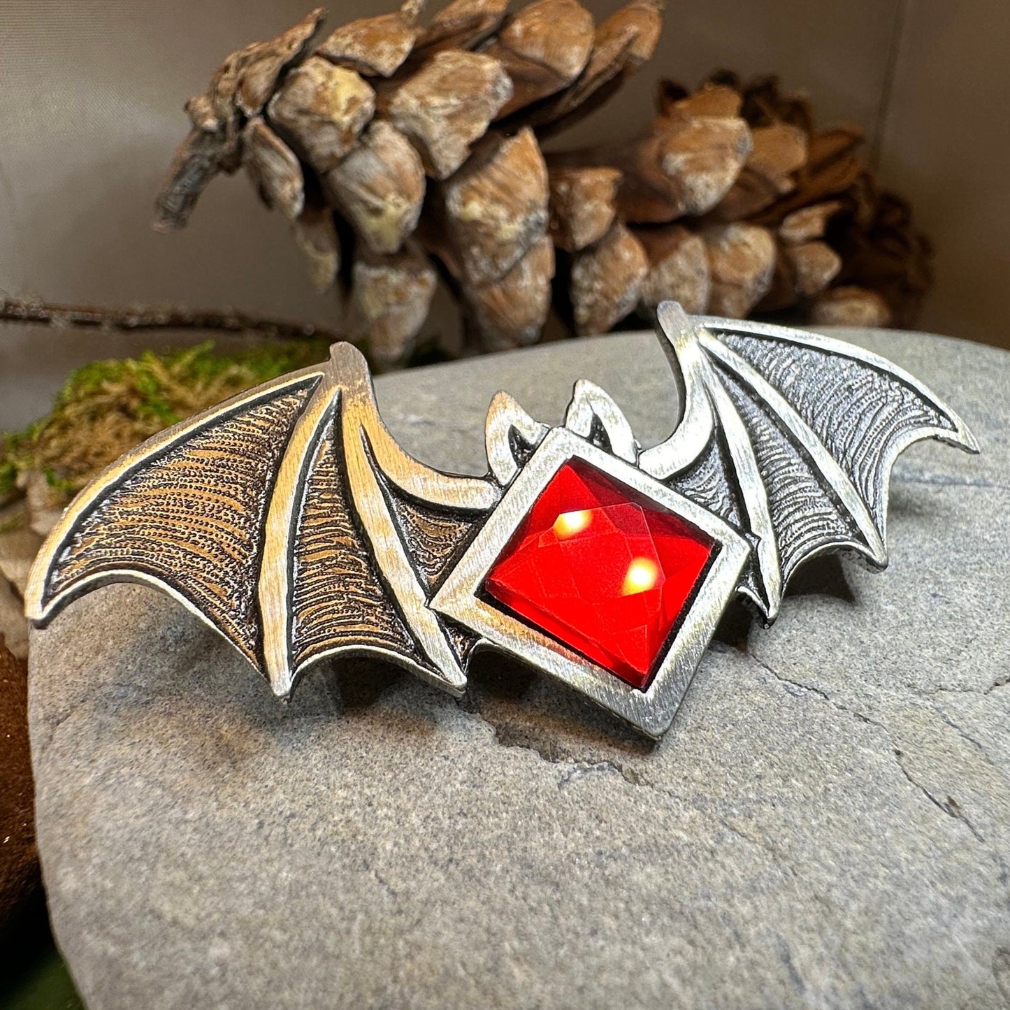 Gothic Bat Brooch, Celtic Pin, Pewter Bat Pin, Victorian Brooch, Friendship Gift, Halloween Gift, Witch Jewelry, Animal Brooch, EA Poe Gift
