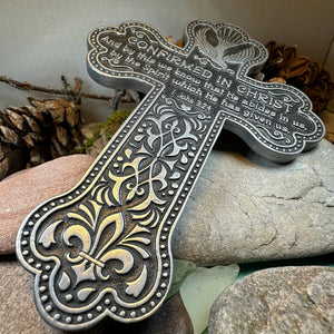 Confirmation Wall Cross, Christian Gift, Pewter Celtic Cross, Communion Gift, Teen's Cross Gift, Religious Prayer, Bible Verse Cross
