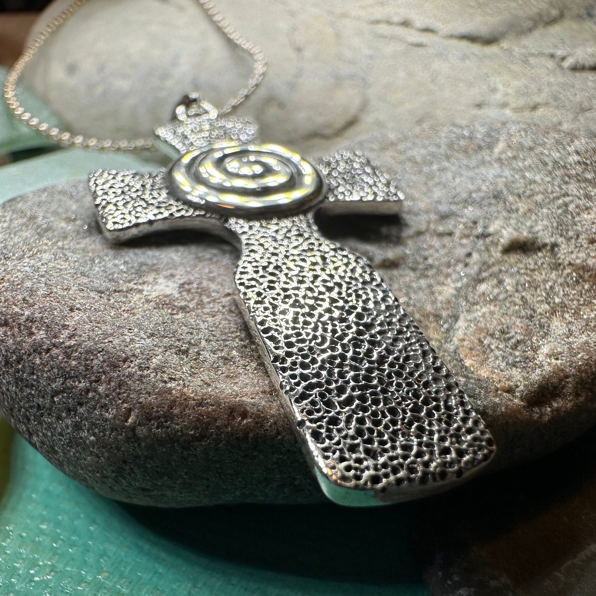 Celtic Cross Necklace, Irish Cross, Triple Spiral Jewelry, Celtic Cross Pendant, First Communion Gift, Confirmation Cross, Religious Jewelry