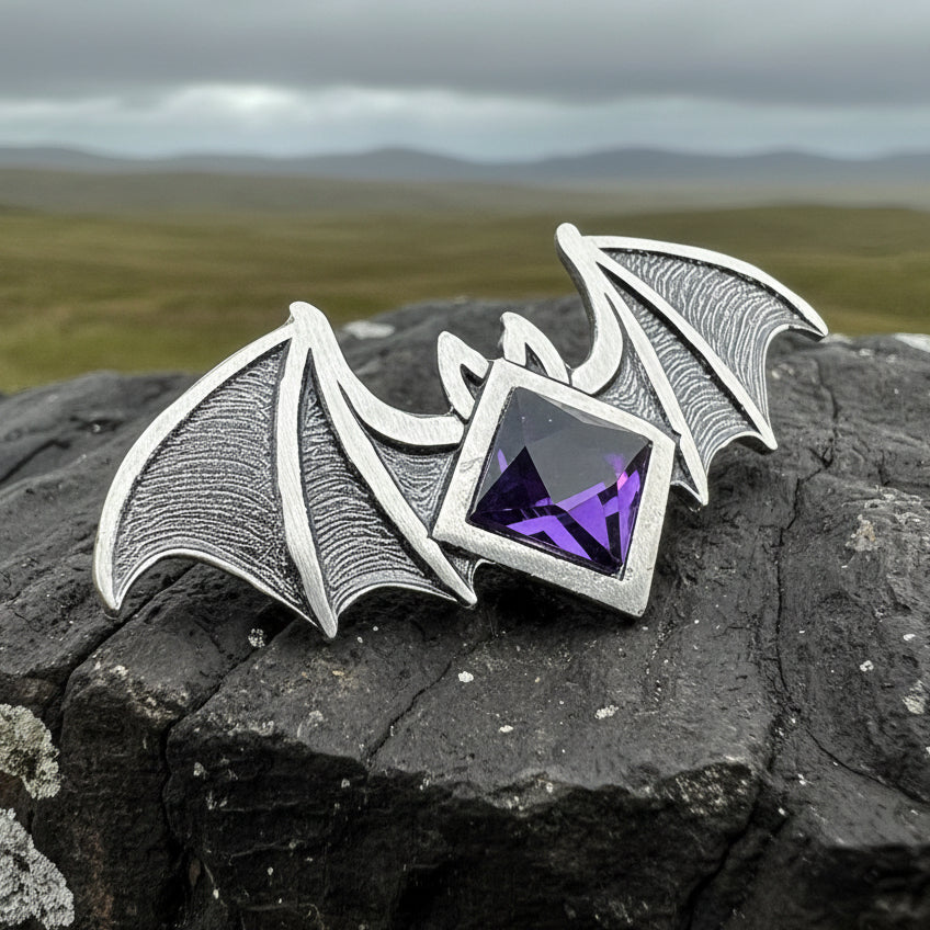Gothic Bat Brooch, Celtic Pin, Pewter Bat Pin, Victorian Brooch, Friendship Gift, Halloween Gift, Witch Jewelry, Animal Brooch, EA Poe Gift