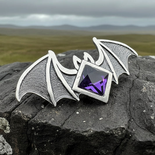 Gothic Bat Brooch, Celtic Pin, Pewter Bat Pin, Victorian Brooch, Friendship Gift, Halloween Gift, Witch Jewelry, Animal Brooch, EA Poe Gift