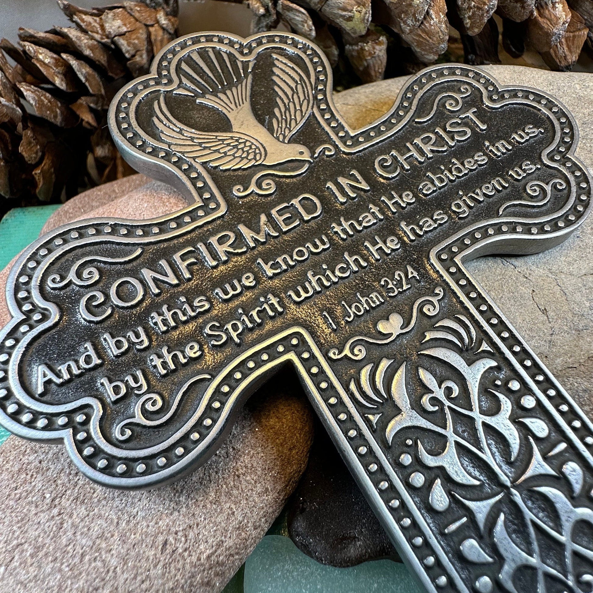 Confirmation Wall Cross, Christian Gift, Pewter Celtic Cross, Communion Gift, Teen's Cross Gift, Religious Prayer, Bible Verse Cross