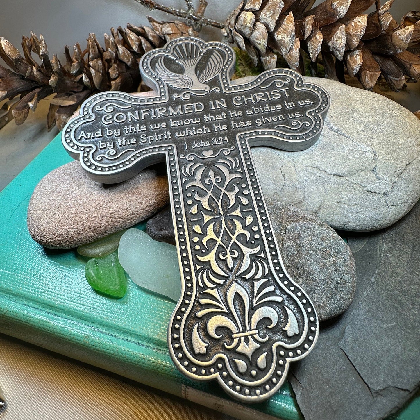 Confirmation Wall Cross, Christian Gift, Pewter Celtic Cross, Communion Gift, Teen's Cross Gift, Religious Prayer, Bible Verse Cross