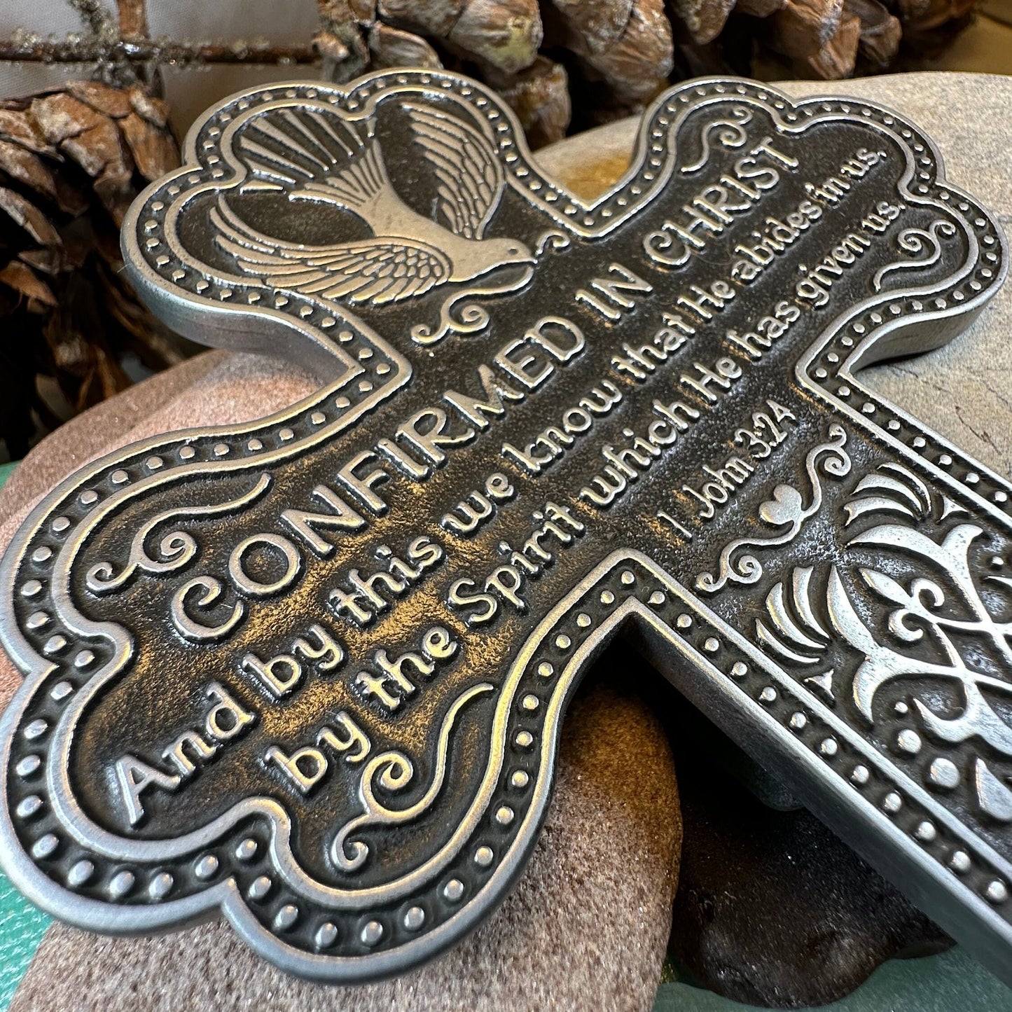 Confirmation Wall Cross, Christian Gift, Pewter Celtic Cross, Communion Gift, Teen's Cross Gift, Religious Prayer, Bible Verse Cross