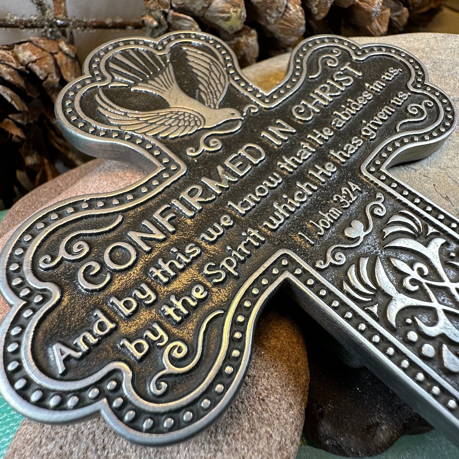 Confirmation Wall Cross, Christian Gift, Pewter Celtic Cross, Communion Gift, Teen's Cross Gift, Religious Prayer, Bible Verse Cross