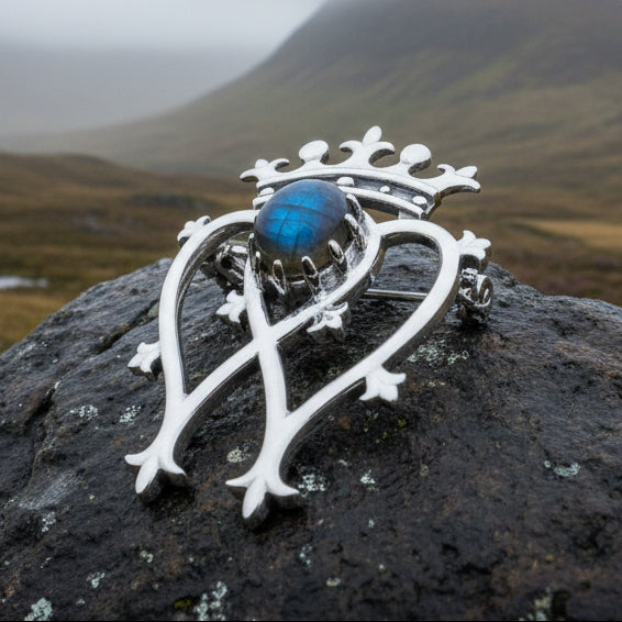 Labradorite Scottish Luckenbooth Brooch in Sterling Silver — view 6