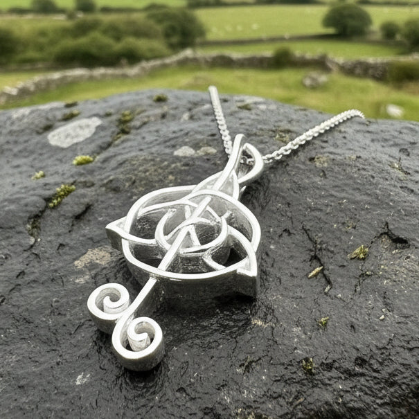 Celtic Music Necklace, Music Note Pendant, Treble Clef Jewelry, Orchestra Gift, Band Jewelry, Music Teacher Gift, Chorus Gift, Irish Gift