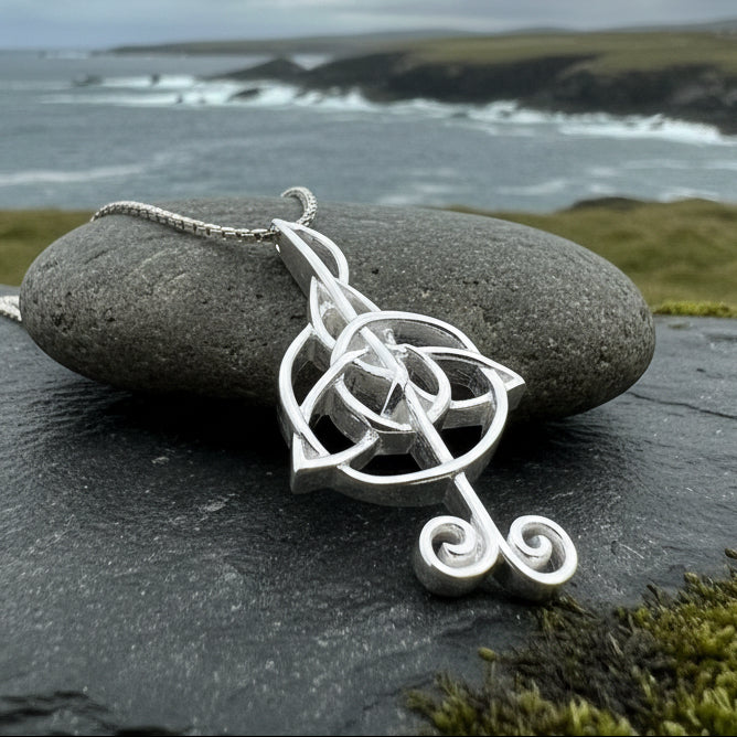 Celtic Music Necklace, Music Note Pendant, Treble Clef Jewelry, Orchestra Gift, Band Jewelry, Music Teacher Gift, Chorus Gift, Irish Gift