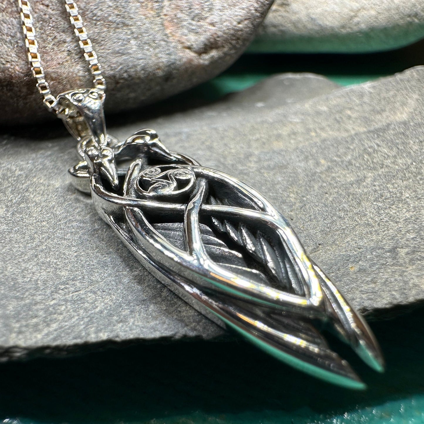Art Deco Children of Lir Swan Necklace in Sterling Silver — view 11