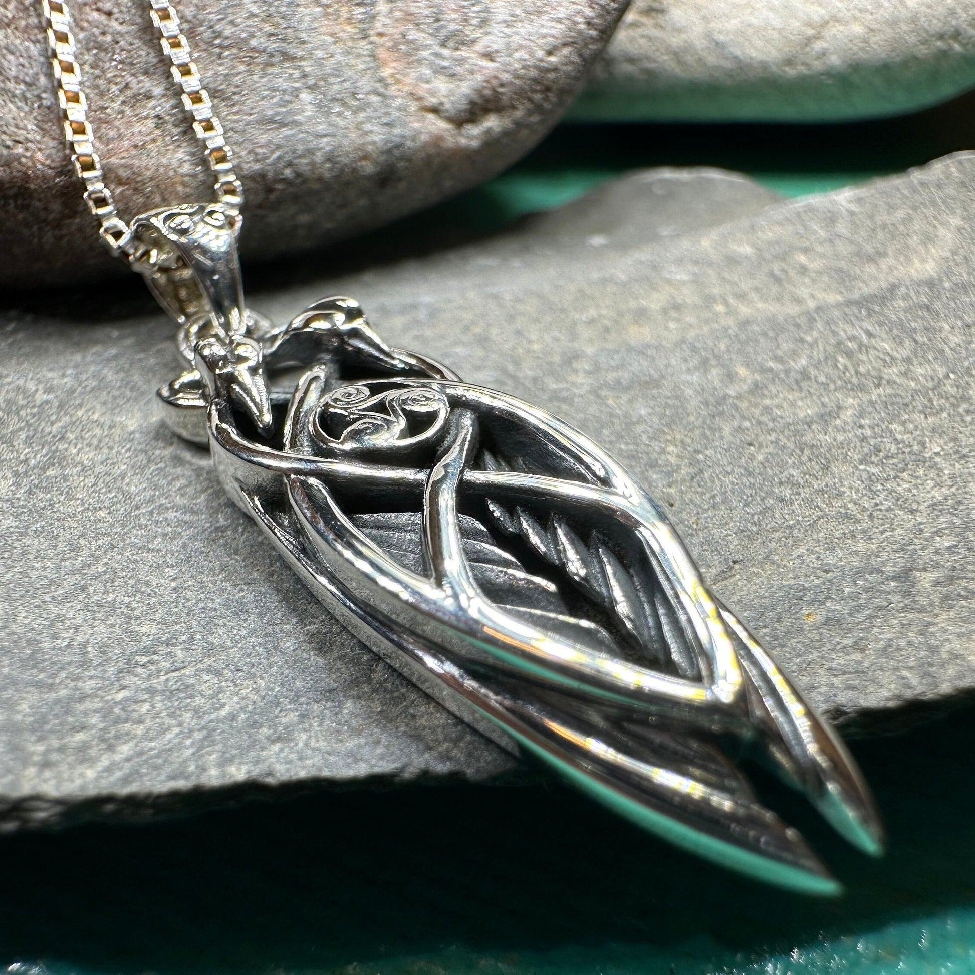 Art Deco Children of Lir Swan Necklace in Sterling Silver — view 11