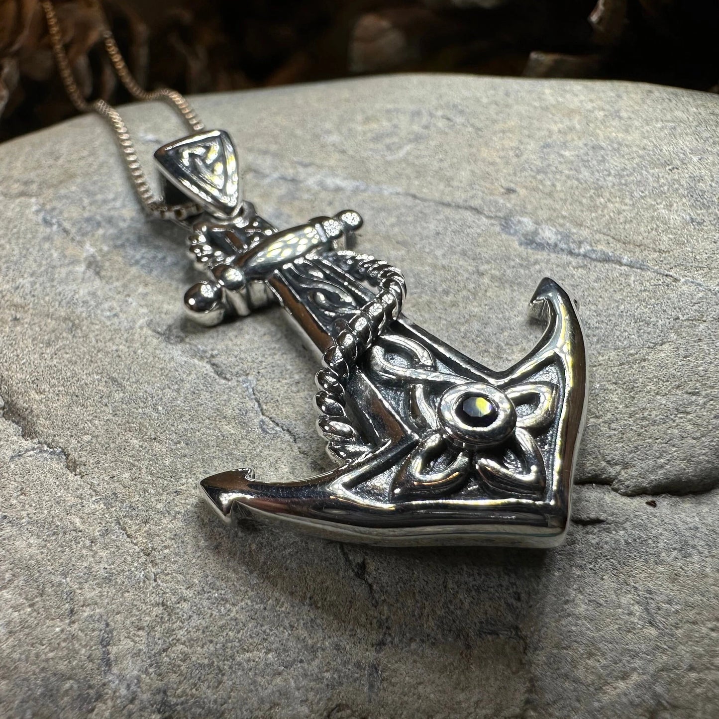 Sapphire Anchor Necklace — view 7