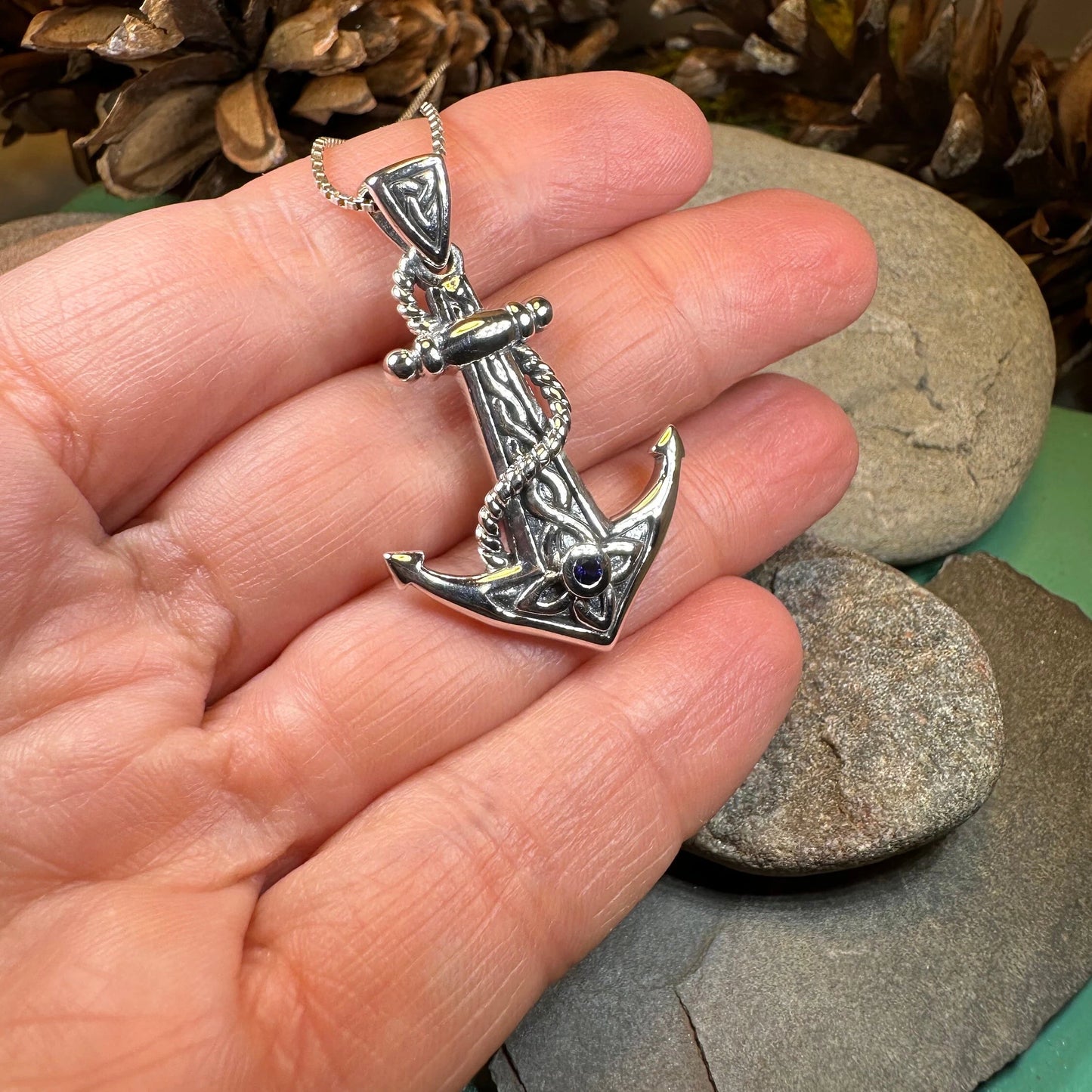 Sapphire Anchor Necklace — view 3