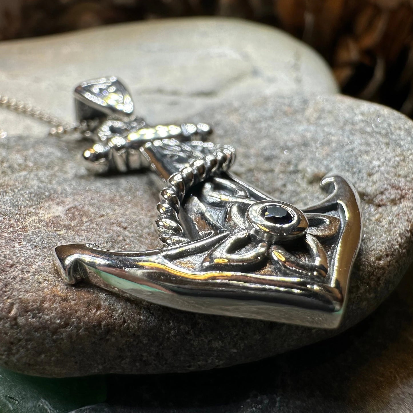 Sapphire Anchor Necklace — view 5