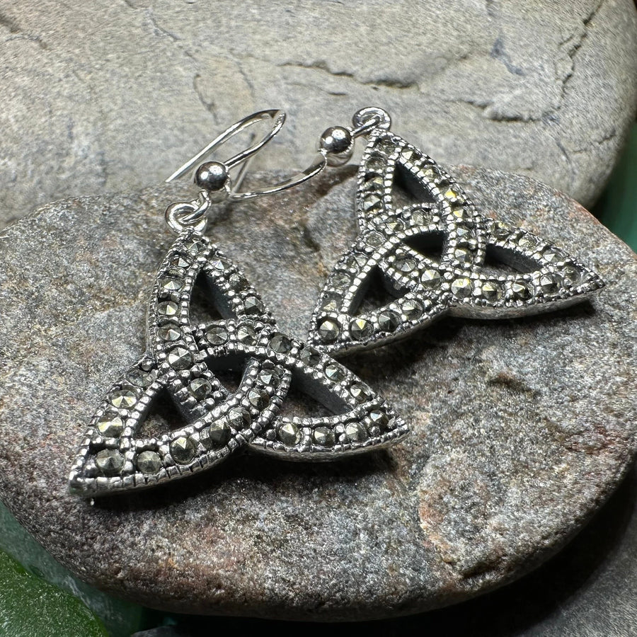 Celtic Knot Marcasite Earrings in Sterling Silver