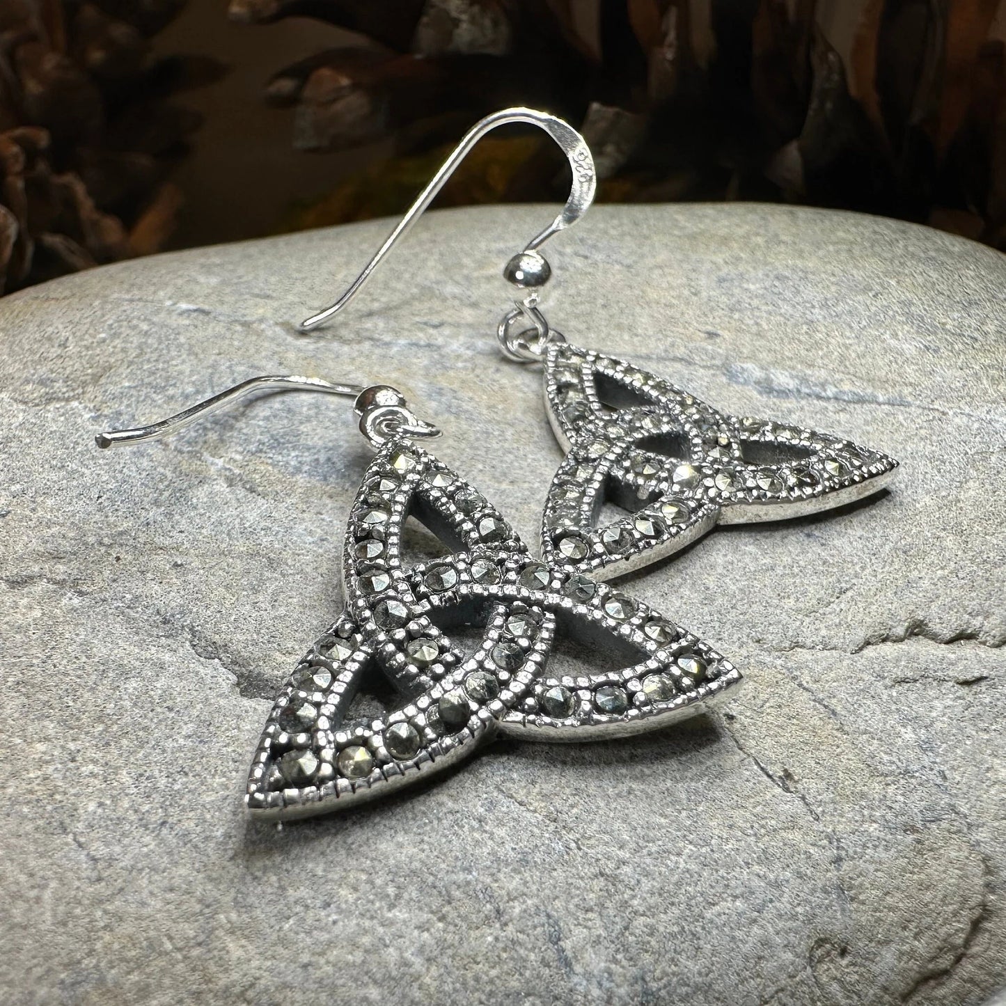 Celtic Knot Marcasite Earrings in Sterling Silver