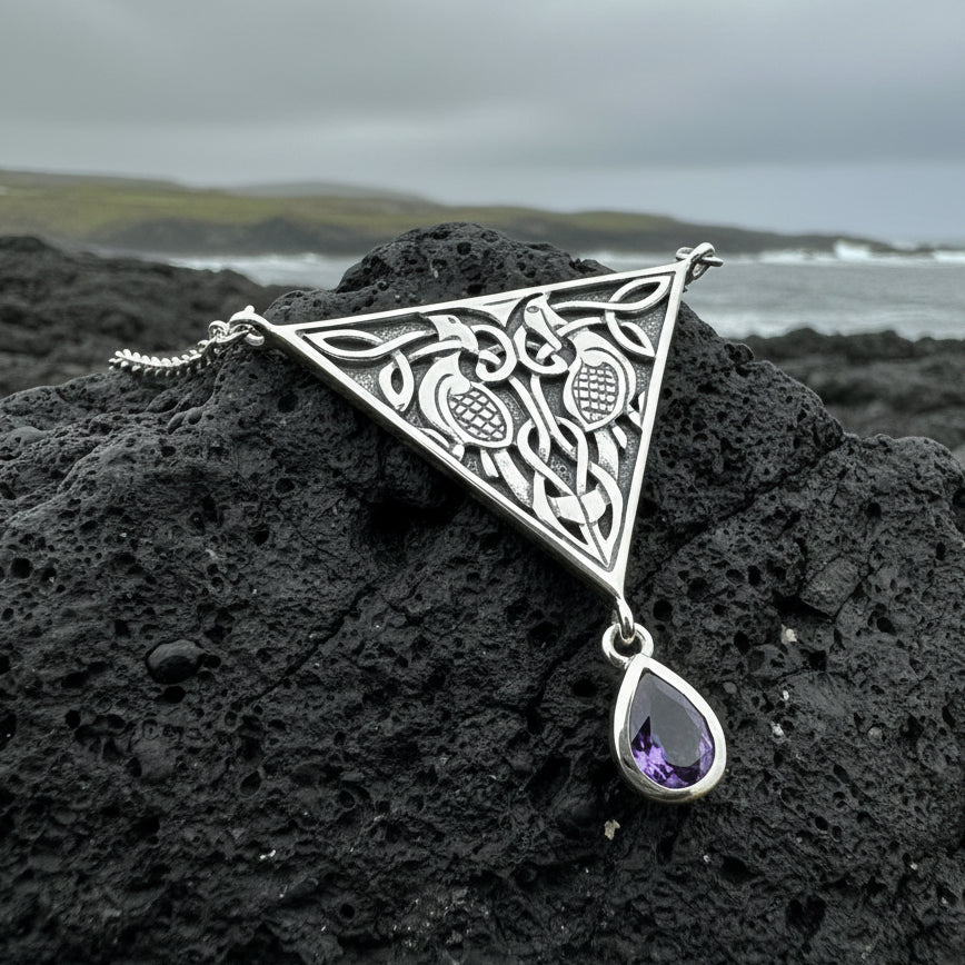 Kells Celtic Birds Necklace in Sterling Silver