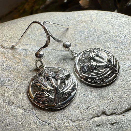 Aviemore Scottish Thistle Earrings in Sterling Silver