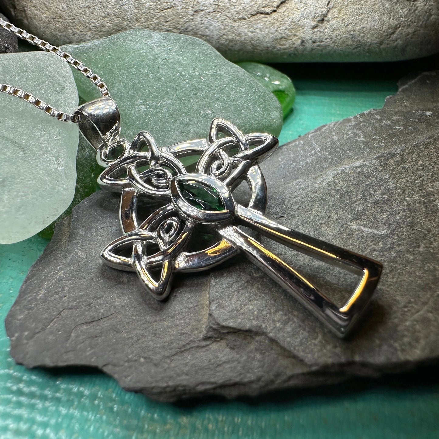 Catherine Celtic Cross Necklace in Sterling Silver — view 8