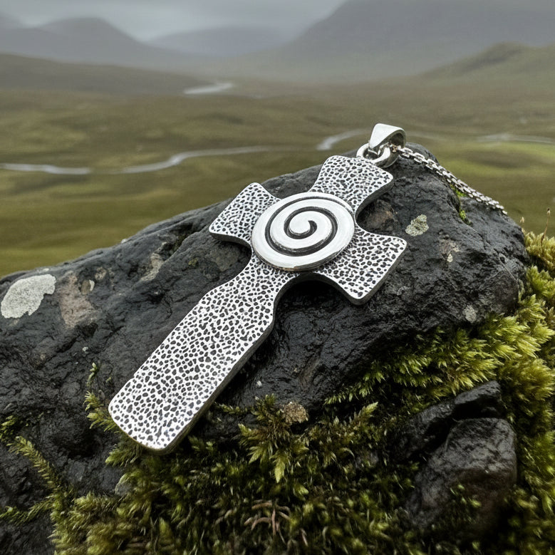 Celtic Cross Necklace, Irish Cross, Triple Spiral Jewelry, Celtic Cross Pendant, First Communion Gift, Confirmation Cross, Religious Jewelry