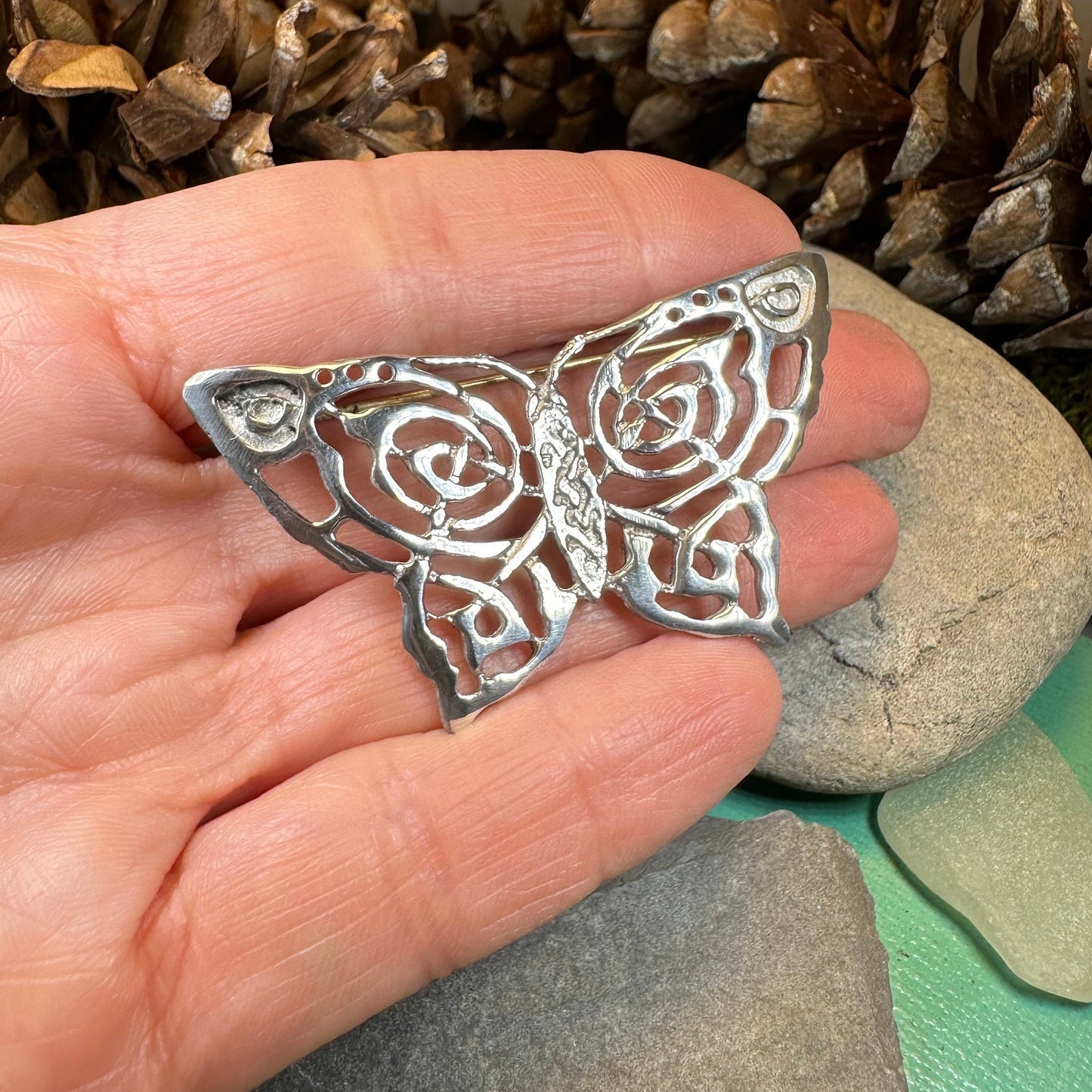 Butterfly Brooch, Nature Jewelry, Celtic Knot Pin, Insect Jewelry, Butterfly Pin, Anniversary Gift, Celtic Jewelry, Irish Jewelry