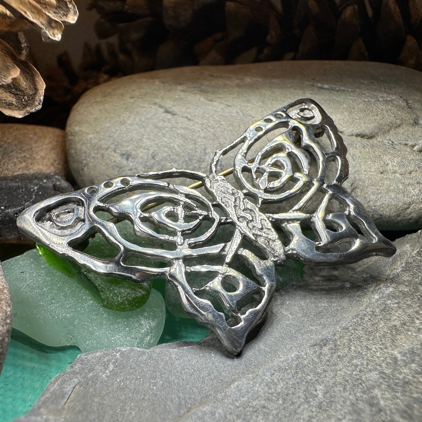 Butterfly Brooch, Nature Jewelry, Celtic Knot Pin, Insect Jewelry, Butterfly Pin, Anniversary Gift, Celtic Jewelry, Irish Jewelry