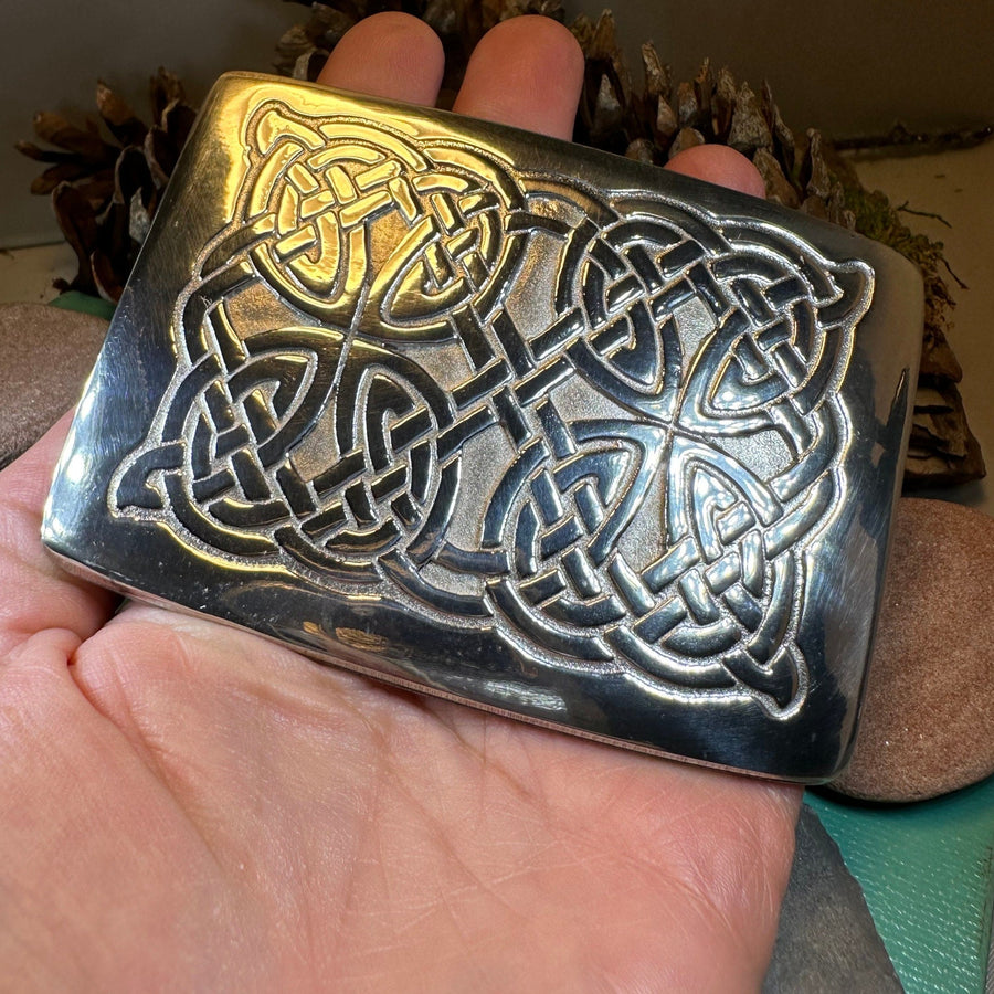 Celtic Kilt Belt Buckle, Scottish Belt Buckle, Pewter Buckle, Large Belt Buckle, Men's Celtic Gift, Irish Gift, Celtic Knot Buckle, Bagpiper