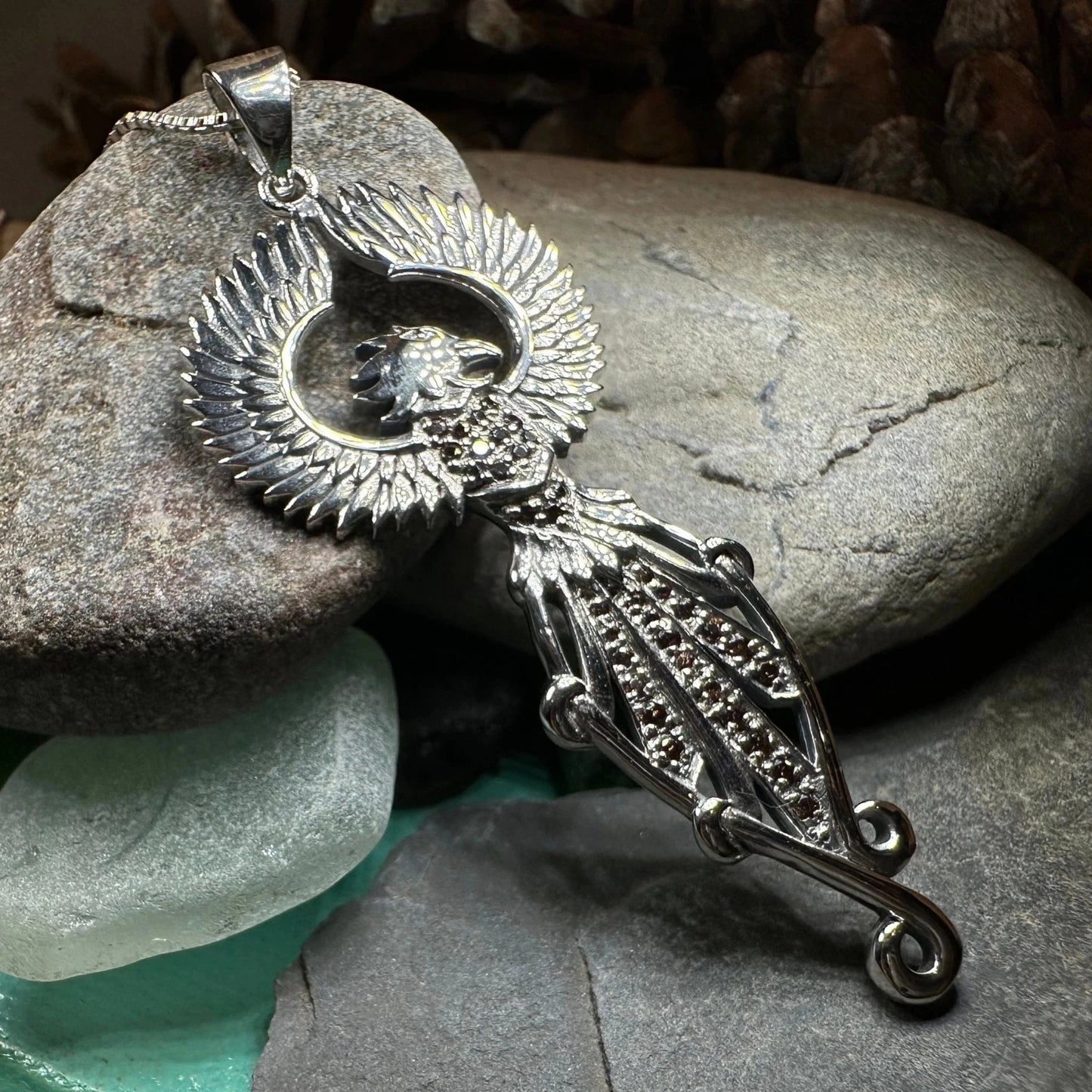 Leigheas Phoenix Necklace in Sterling Silver — view 2