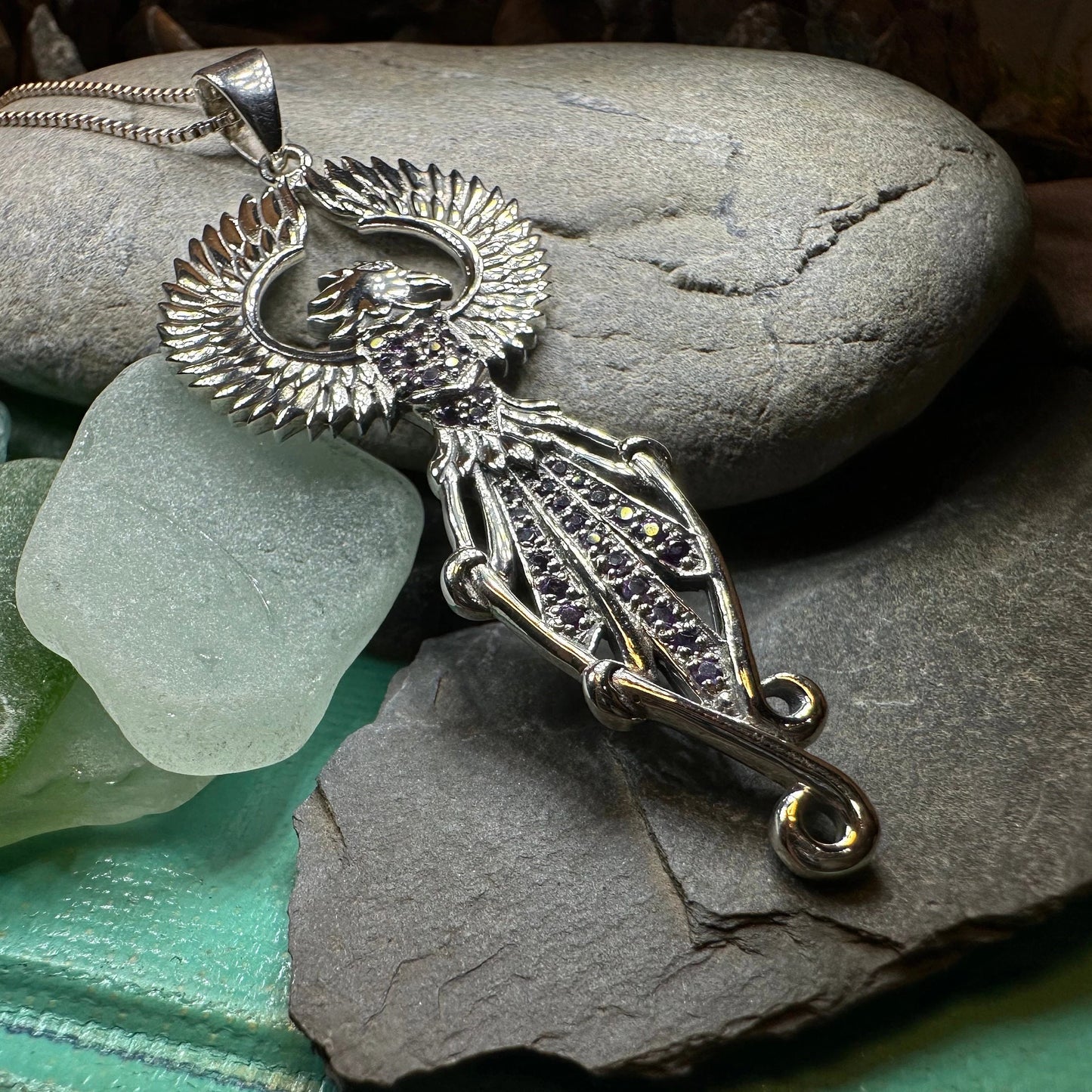 Leigheas Phoenix Necklace in Sterling Silver — view 5