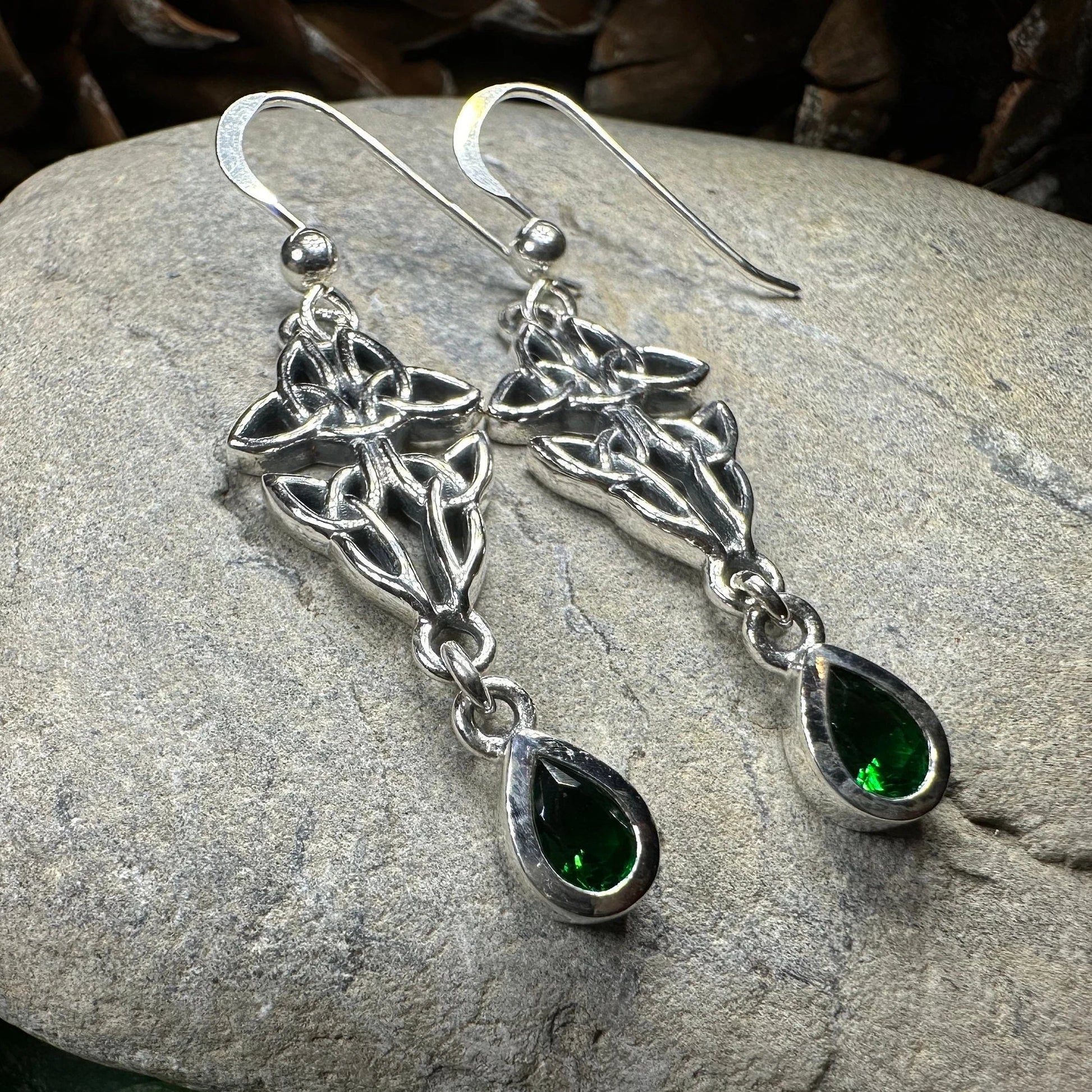 Artisan Long Trinity Knot Earrings in Sterling Silver — view 8