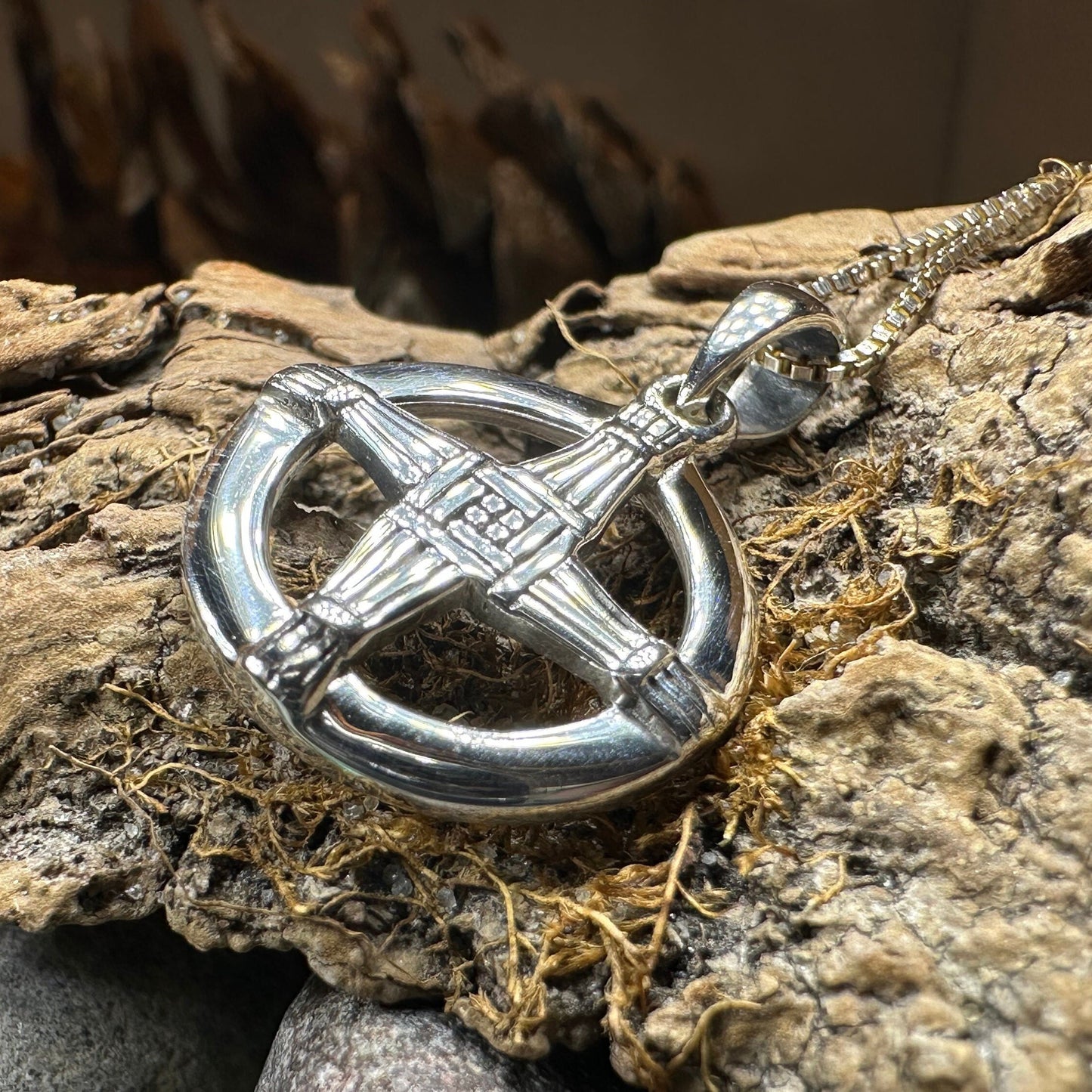 Dundalk Irish Saint Brigid's Cross Necklace in Sterling Silver — view 4