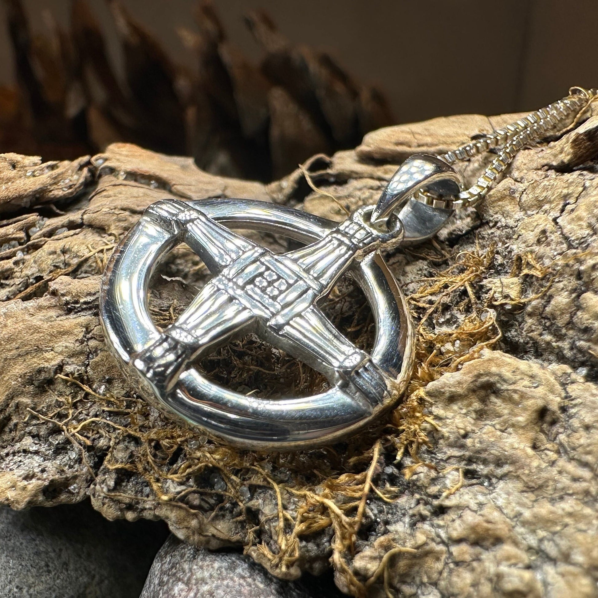 Dundalk Irish Saint Brigid's Cross Necklace in Sterling Silver — view 4