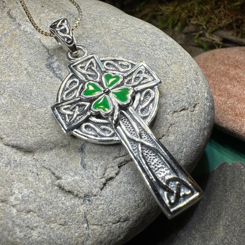 Load image into Gallery viewer, Celtic Cross Necklace, Celtic Jewelry, Irish Jewelry, Shamrock Cross Necklace, Irish Cross, Clover Jewelry, Ireland Jewelry, Confirmation

