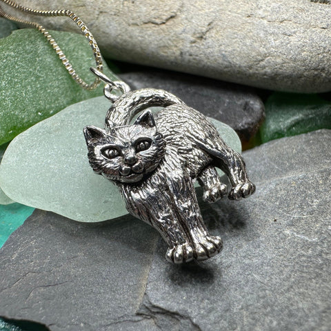 Load image into Gallery viewer, Cat Necklace, Cat Lover Gift, Nature Necklace, Cat Mom, Moveable Cat, Silver Cat Pendant, Best Friend Gift, Gift for Her, Animal Jewelry
