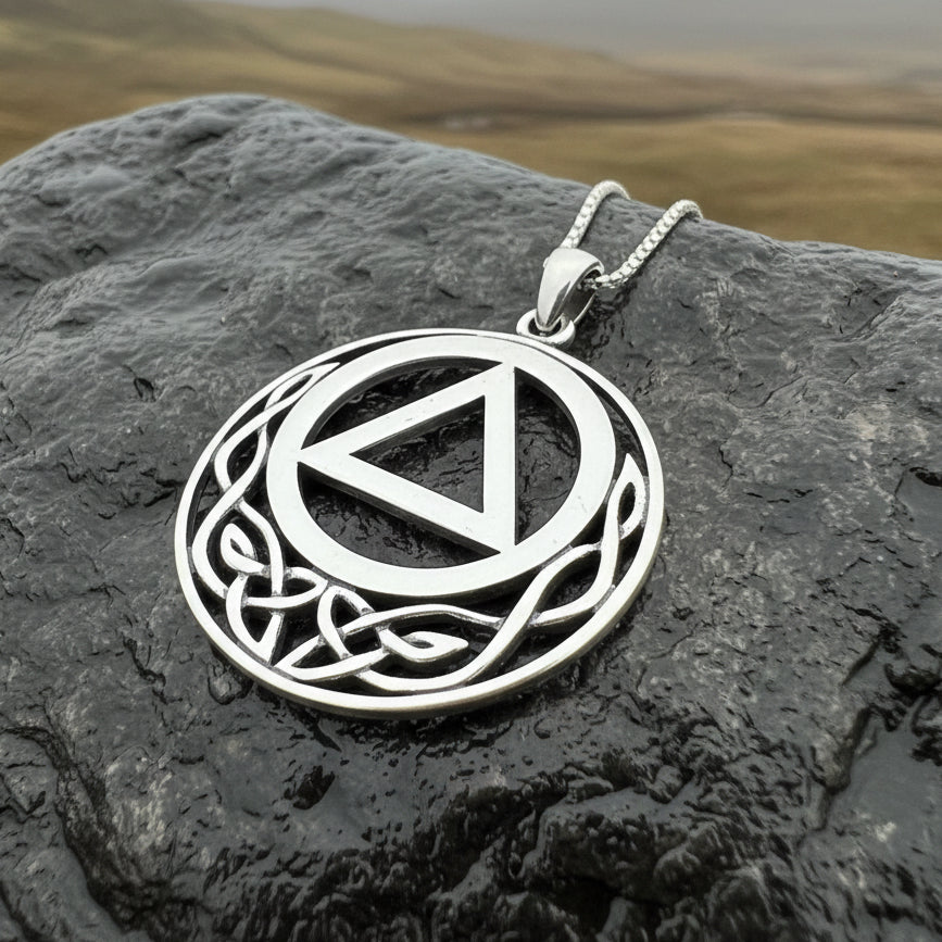 Celtic Sobriety Necklace, Recovery Pendant, AA Jewelry, Alcoholics Anonymous Pendant, 12 Step Gift, Sobriety Anniversary, Soberversary