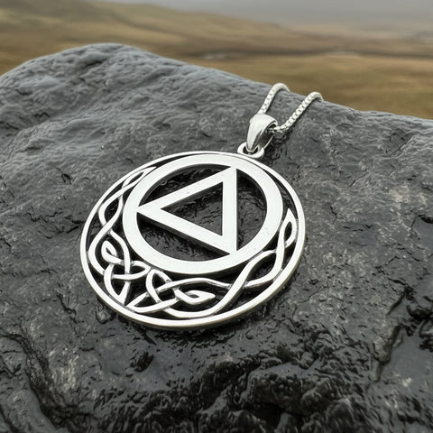 Load image into Gallery viewer, Celtic Sobriety Necklace, Recovery Pendant, AA Jewelry, Alcoholics Anonymous Pendant, 12 Step Gift, Sobriety Anniversary, Soberversary
