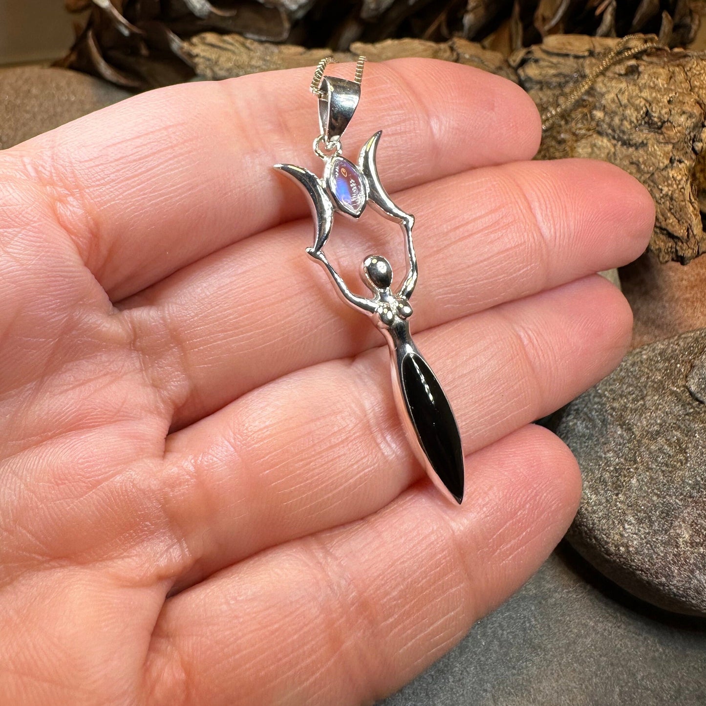 Goddess Necklace, Danu Pendant, Celtic Jewelry, Anniversary Gift, Celestial Jewelry, Moonstone Necklace, Irish Jewelry, Mom Gift, Wife Gift