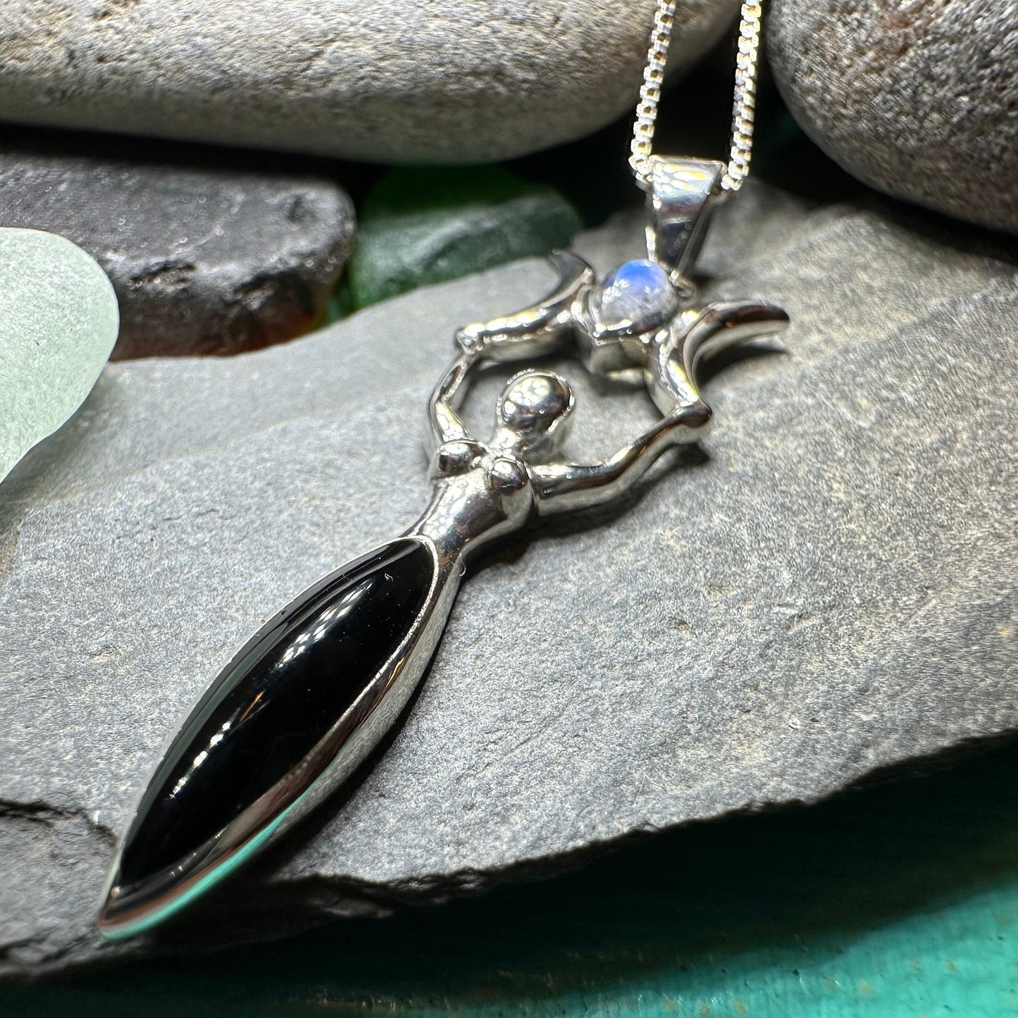 Goddess Necklace, Danu Pendant, Celtic Jewelry, Anniversary Gift, Celestial Jewelry, Moonstone Necklace, Irish Jewelry, Mom Gift, Wife Gift