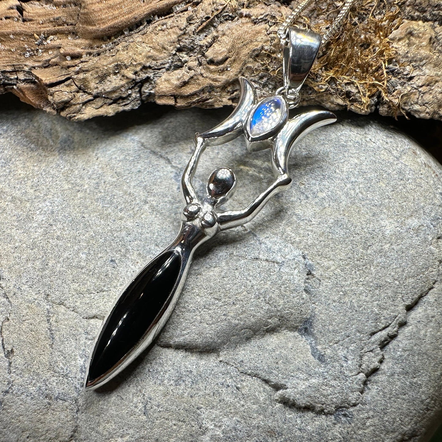 Goddess Necklace, Danu Pendant, Celtic Jewelry, Anniversary Gift, Celestial Jewelry, Moonstone Necklace, Irish Jewelry, Mom Gift, Wife Gift