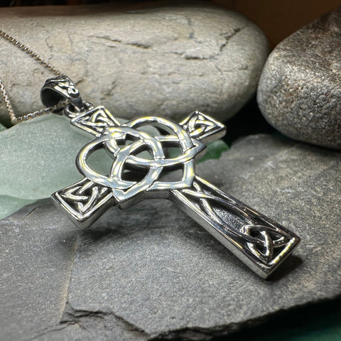 Load image into Gallery viewer, Celtic Cross Necklace, Irish Jewelry, Celtic Heart Pendant, Trinity Knot Pendant, Scotland Jewelry, First Communion Gift, Confirmation Gift
