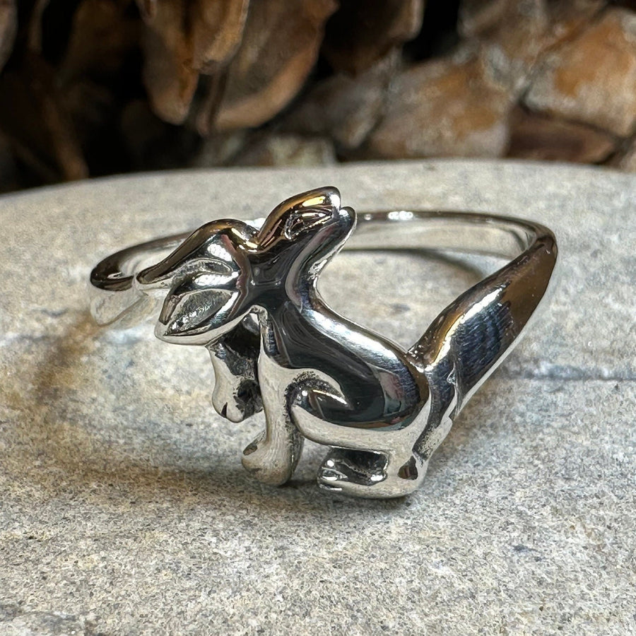 Rabbit Ring, Hare Ring, Animal Jewelry, Mystical Jewelry, Bunny Jewelry, Celtic Ring, White Hare Ring, Irish Gift, Mom Gift, Goddess Ring