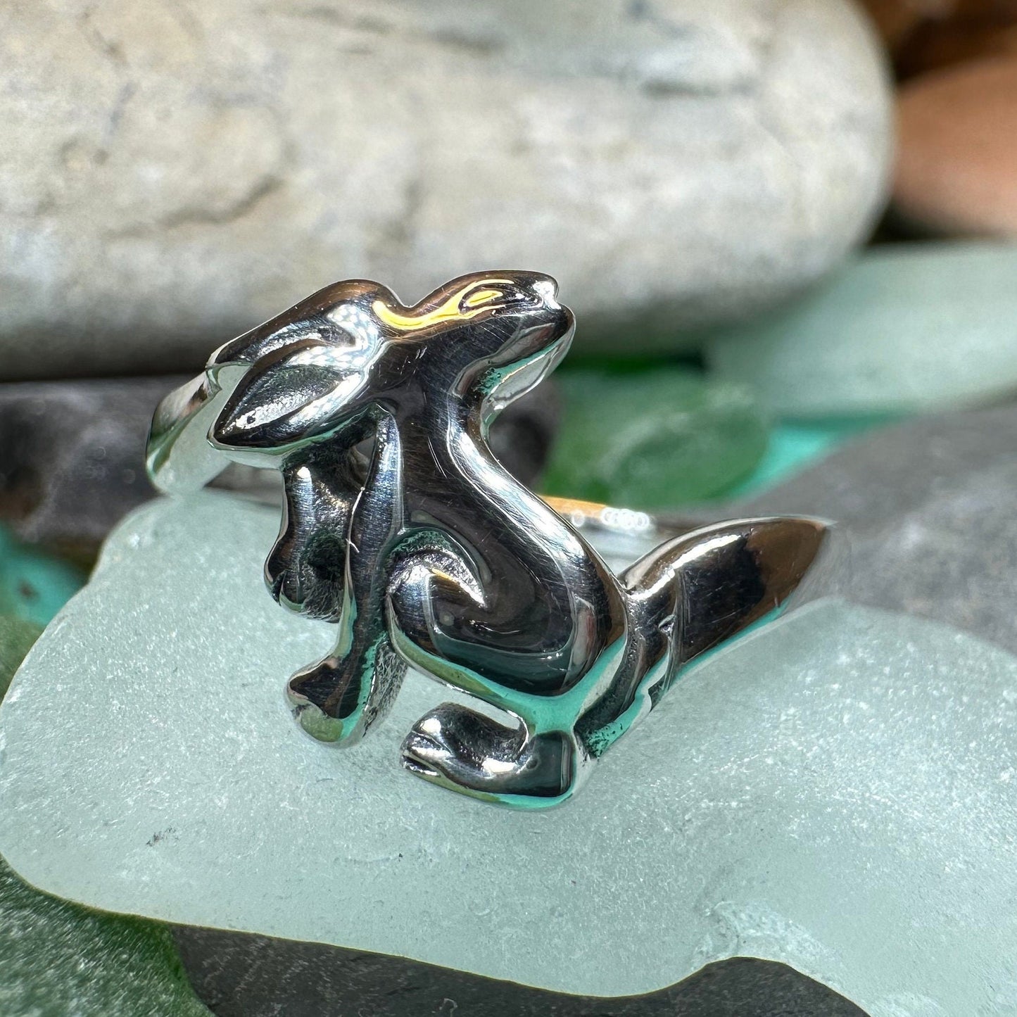 Rabbit Ring, Hare Ring, Animal Jewelry, Mystical Jewelry, Bunny Jewelry, Celtic Ring, White Hare Ring, Irish Gift, Mom Gift, Goddess Ring