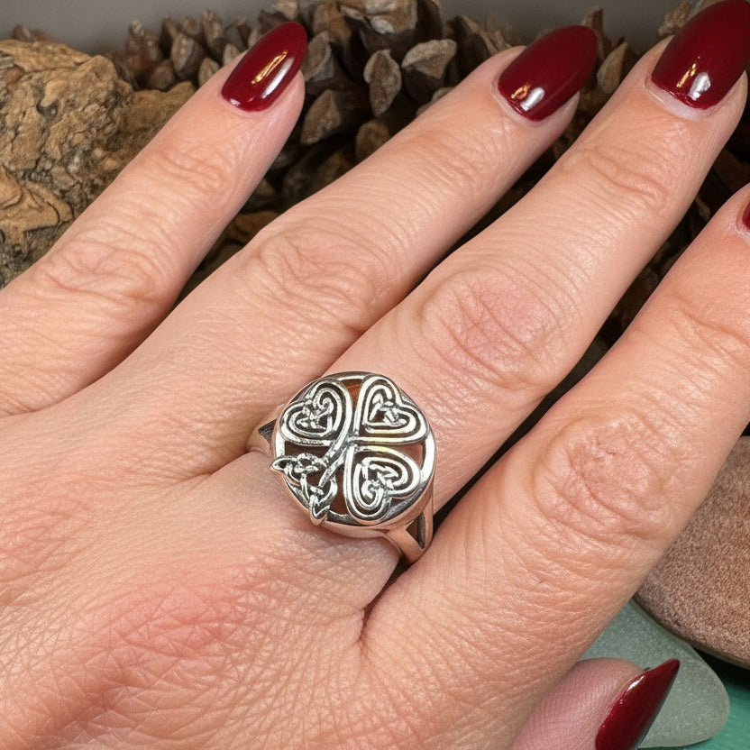 Shamrock Ring, Celtic Ring, Irish Jewelry, Clover Jewelry, Irish Gift, Irish Dance Gift, Anniversary Gift, Large Ireland Ring, Mom Gift